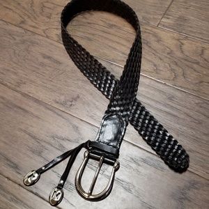 Michael Kors Braided Leather Belt,  Large, Black